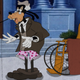 A still from an animated short that featured Goofy portraying an effeminate, weak FDR whose pants constantly fell down when he attempted to rise from his wheelchair.